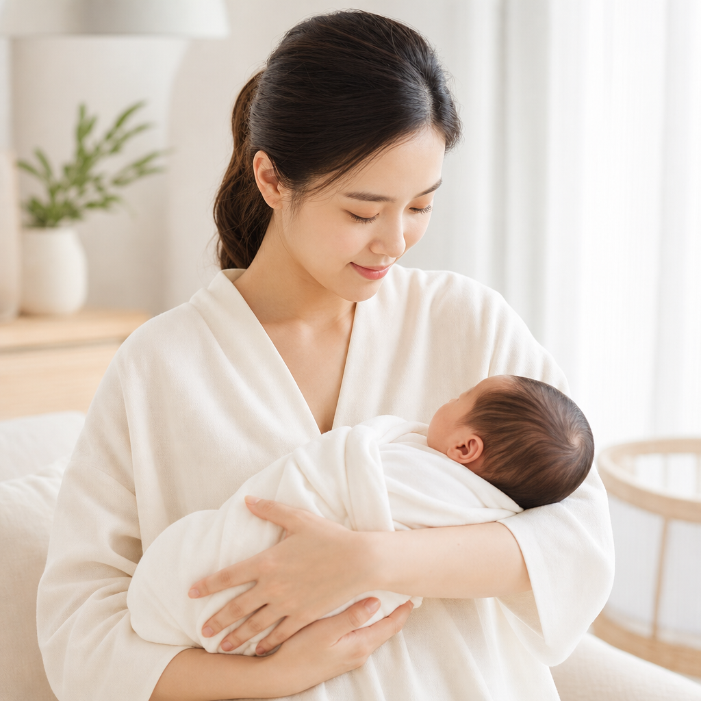 Minh họa mẹ và bé cho bài viết thông tắc tia sữa, chăm sóc an toàn sau sinh
