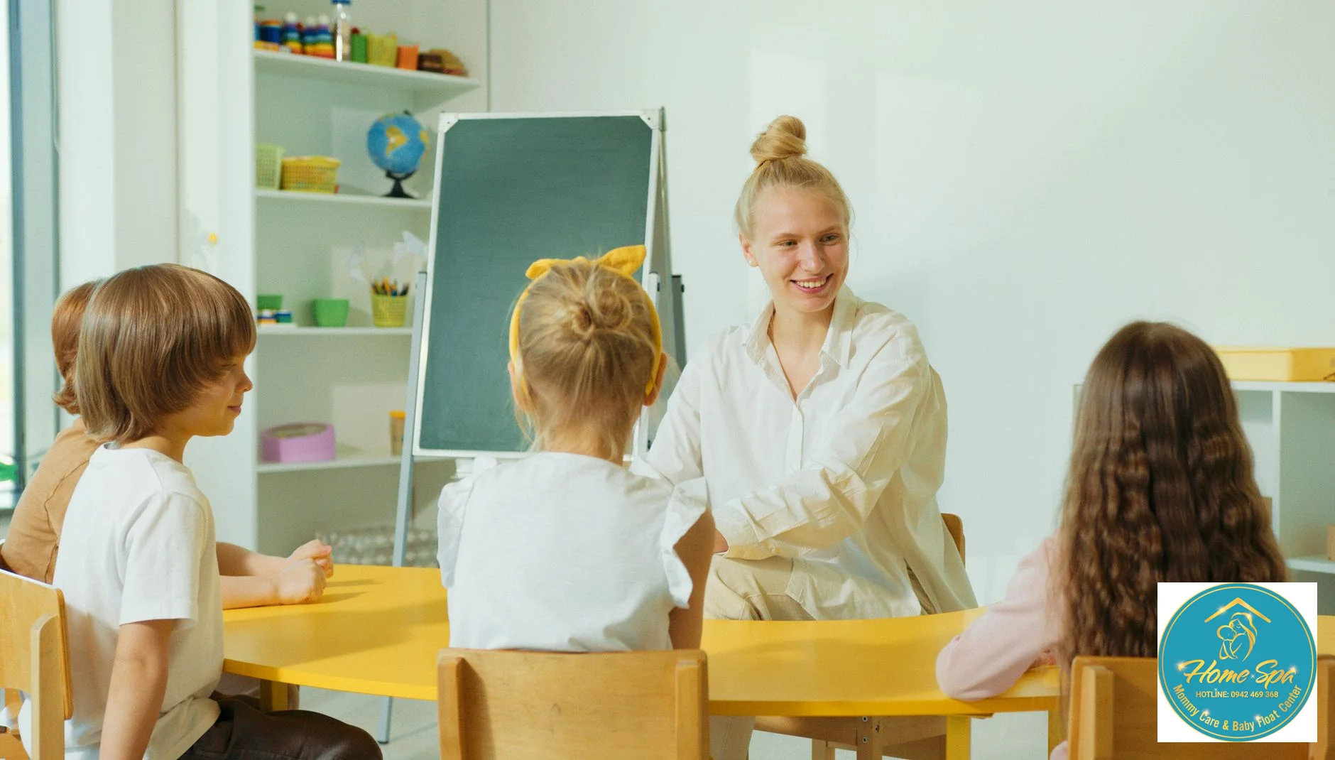 professional photo of a parent smiling and confidently leaving their child at an early childhood education center, a qualified teacher welcoming them, 1024x1024