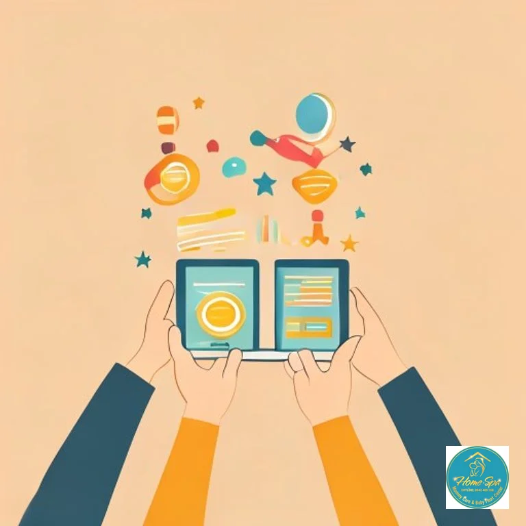 minimalist vector illustration of hands holding educational toys and tablets, representing product development in early childhood education, 1024x1024