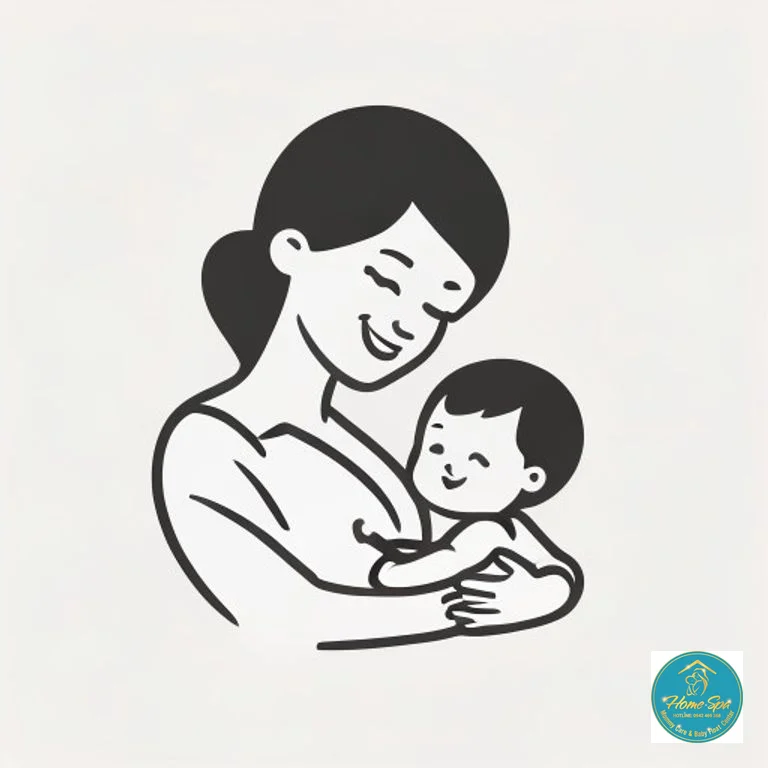 minimalist icon of a happy mother with her baby, symbolizing successful breastfeeding, clean vector style, 1024x1024