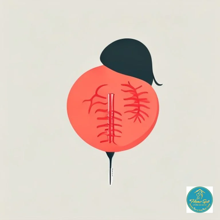 minimalist vector illustration showing symptoms of mastitis, such as a red, swollen breast and a thermometer indicating fever, 1024x1024