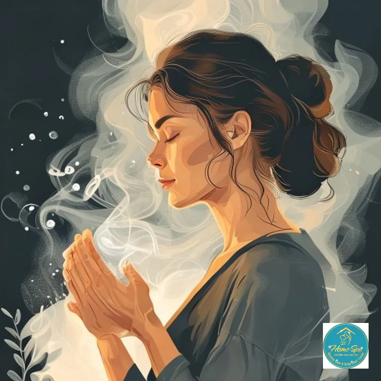 graphic illustration of a mother applying warm compress to her breast, with gentle steam, 1024x1024