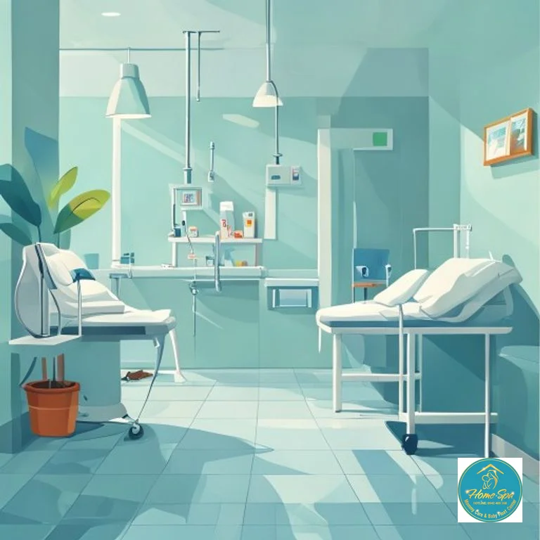 minimalist vector illustration showing cleanliness and sterile equipment in a healthcare setting, emphasizing hygiene, 1024x1024