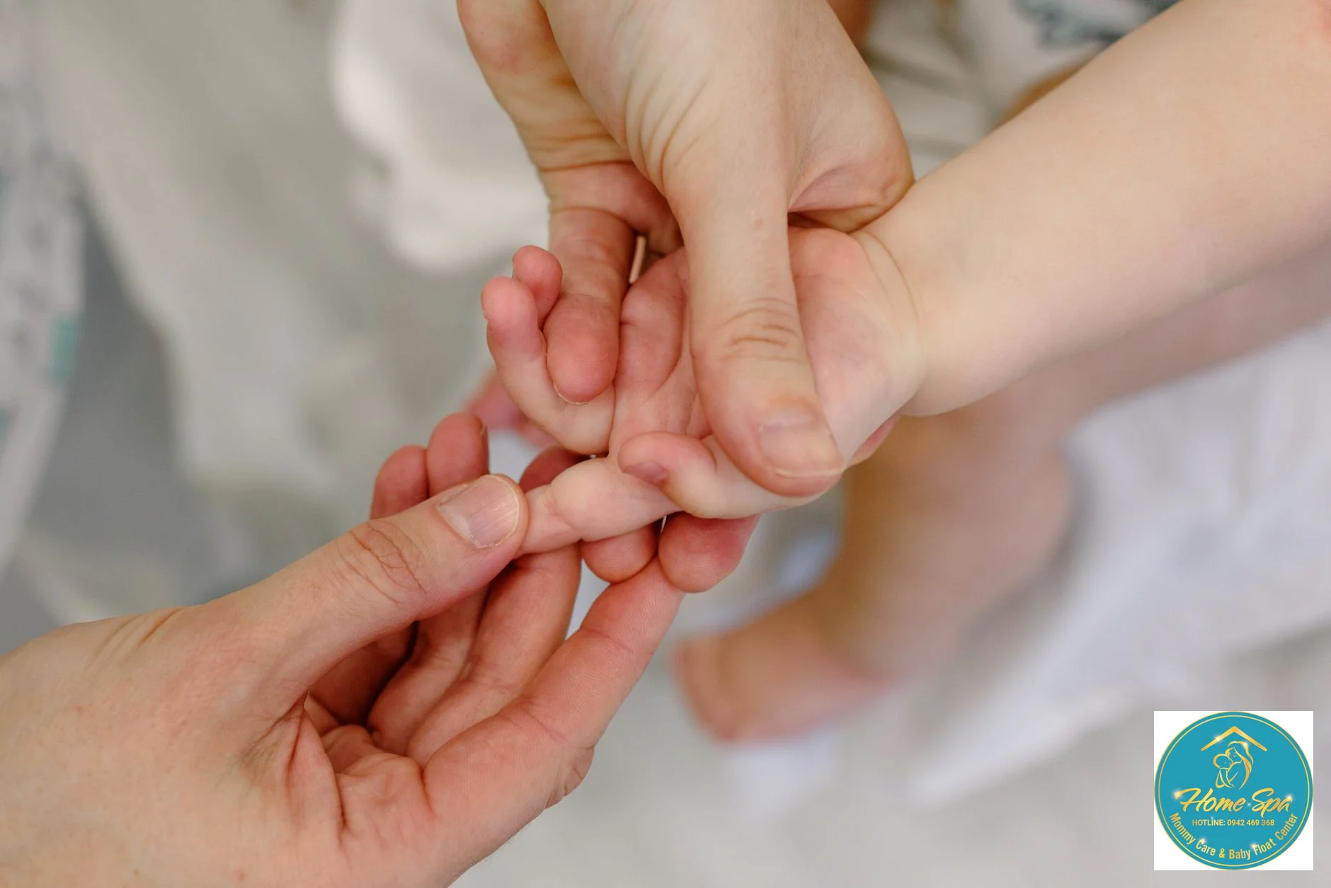 close-up professional photo of a lactation consultant performing specialized breast massage on a mother, gentle hands, sterile environment, 1024x1024