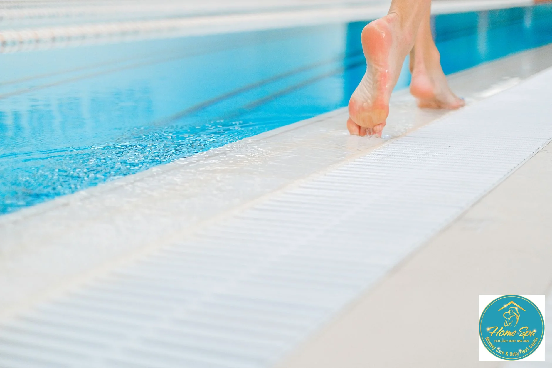 professional photo of a clean, well-lit hydrotherapy pool for babies, with specialized equipment and a warm, inviting ambiance, 1024x1024