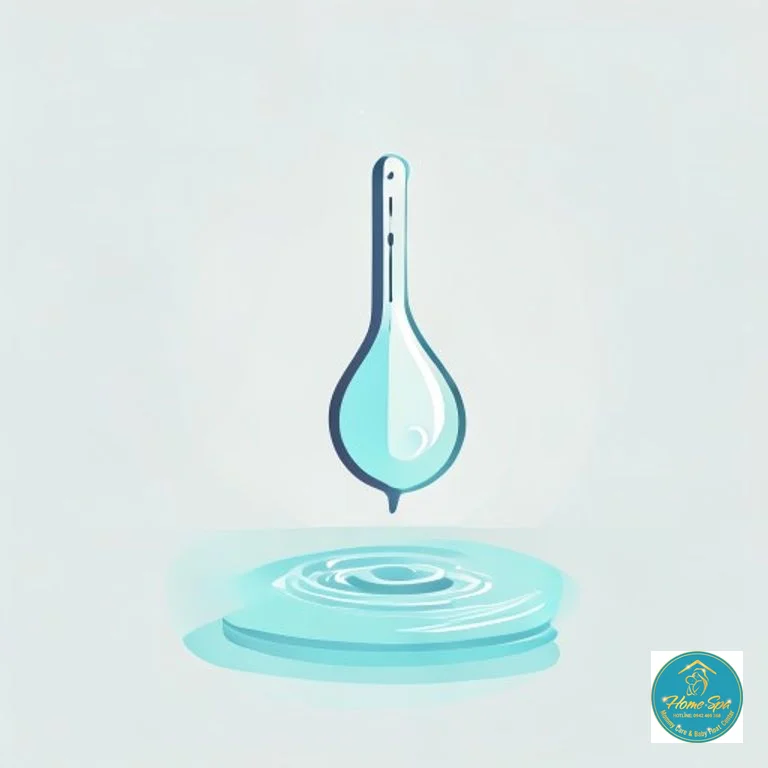 minimalist vector illustration of a thermometer and water droplet representing ideal bath temperature, 1024x1024