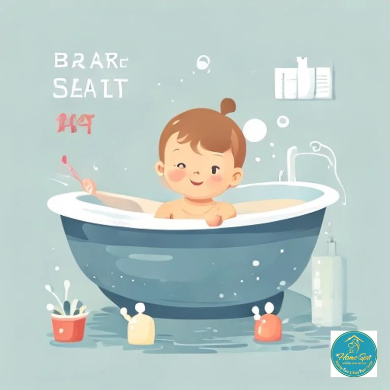 minimalist vector illustration of baby bath safety tips, highlighting water temperature and hygiene, 1024x1024