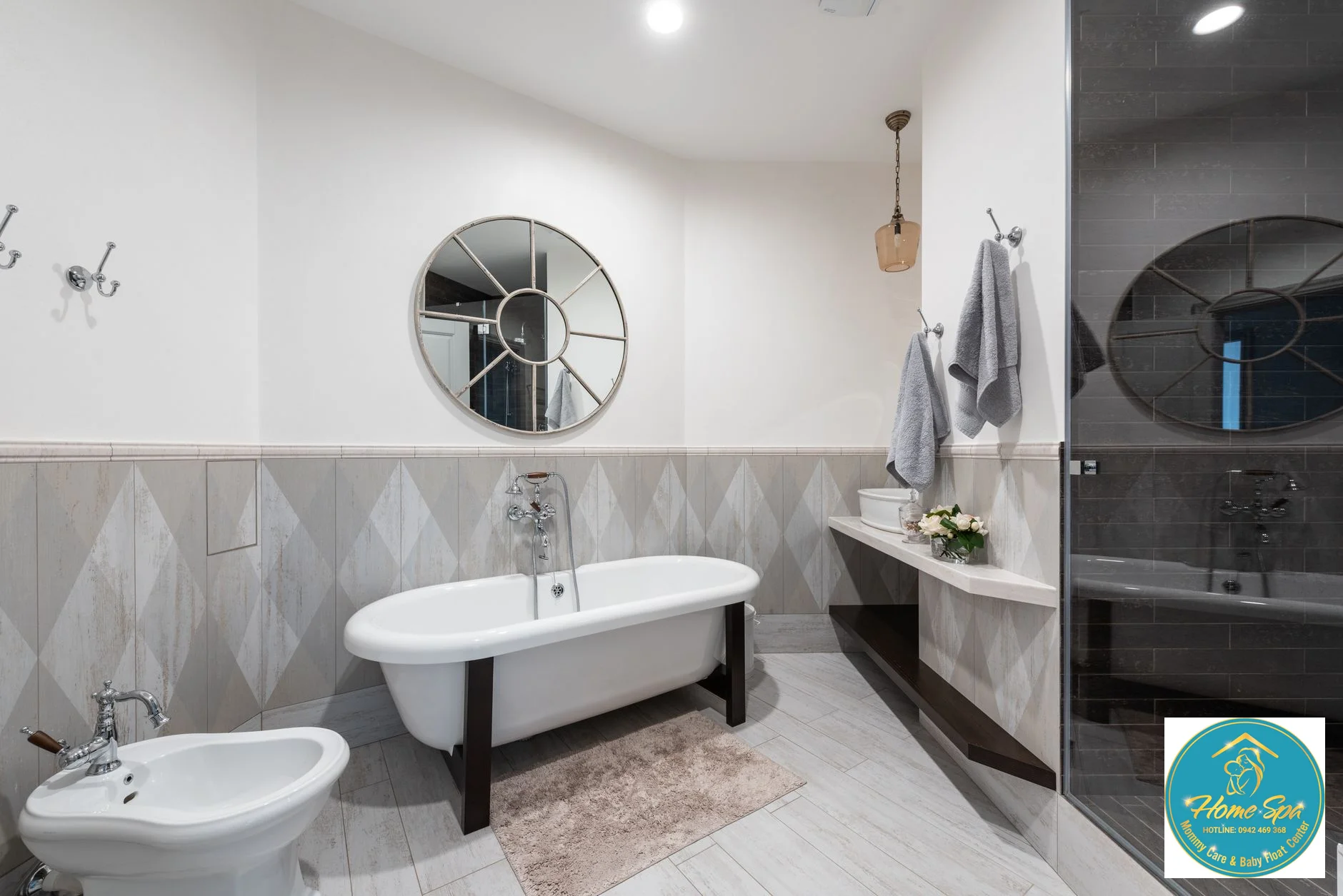 cozy bathroom setup for newborn bath, warm lighting, baby bath tub, towels, 1024x1024