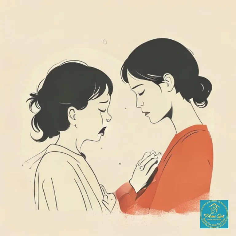 minimalist vector illustration of a crying baby rejecting breast, mother looking concerned, 1024x1024