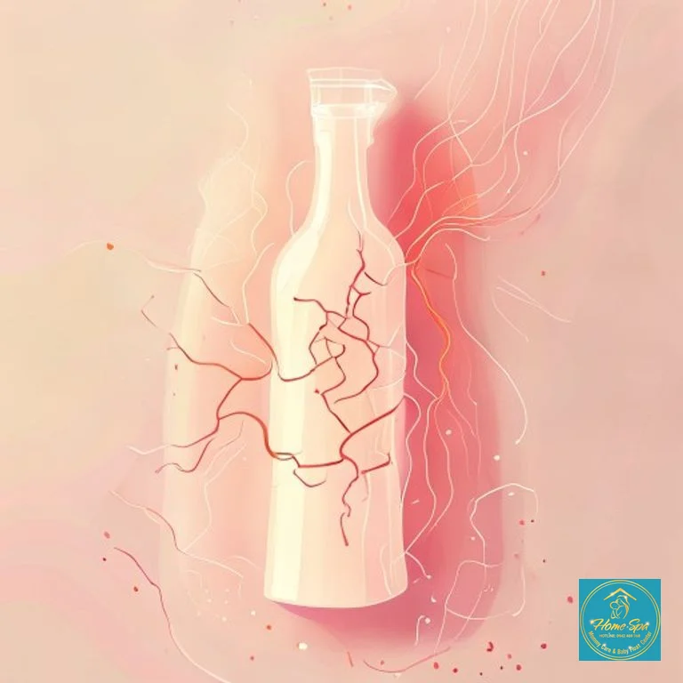 minimalist vector illustration of milk duct system and effect of heat on blood flow, light pink and orange tones, 1024x1024
