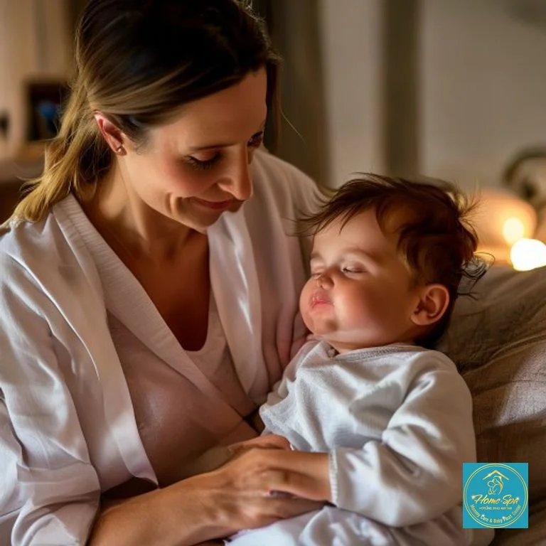 A calm, reassuring female lactation consultant demonstrating correct breastfeeding latch to a new mother and baby, with gentle, warm lighting, 1024x1024