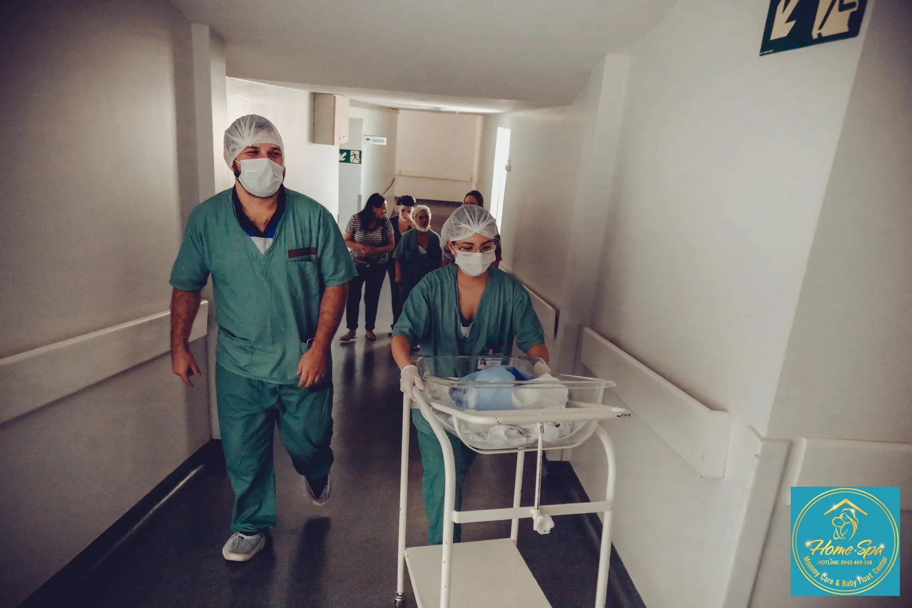 professional photo of a trained nurse gently bathing a newborn baby at home, sterile environment, warm lighting, showing professionalism and care, 1024x1024