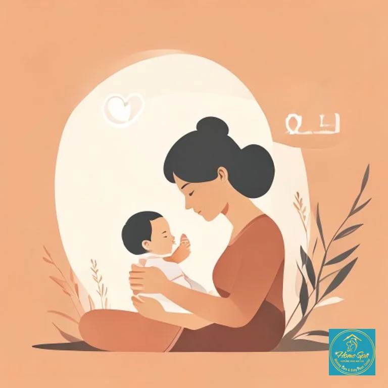minimalist vector illustration of a mother breastfeeding her baby, calm and peaceful scene, with a lactation consultant icon in the background, 1024x1024