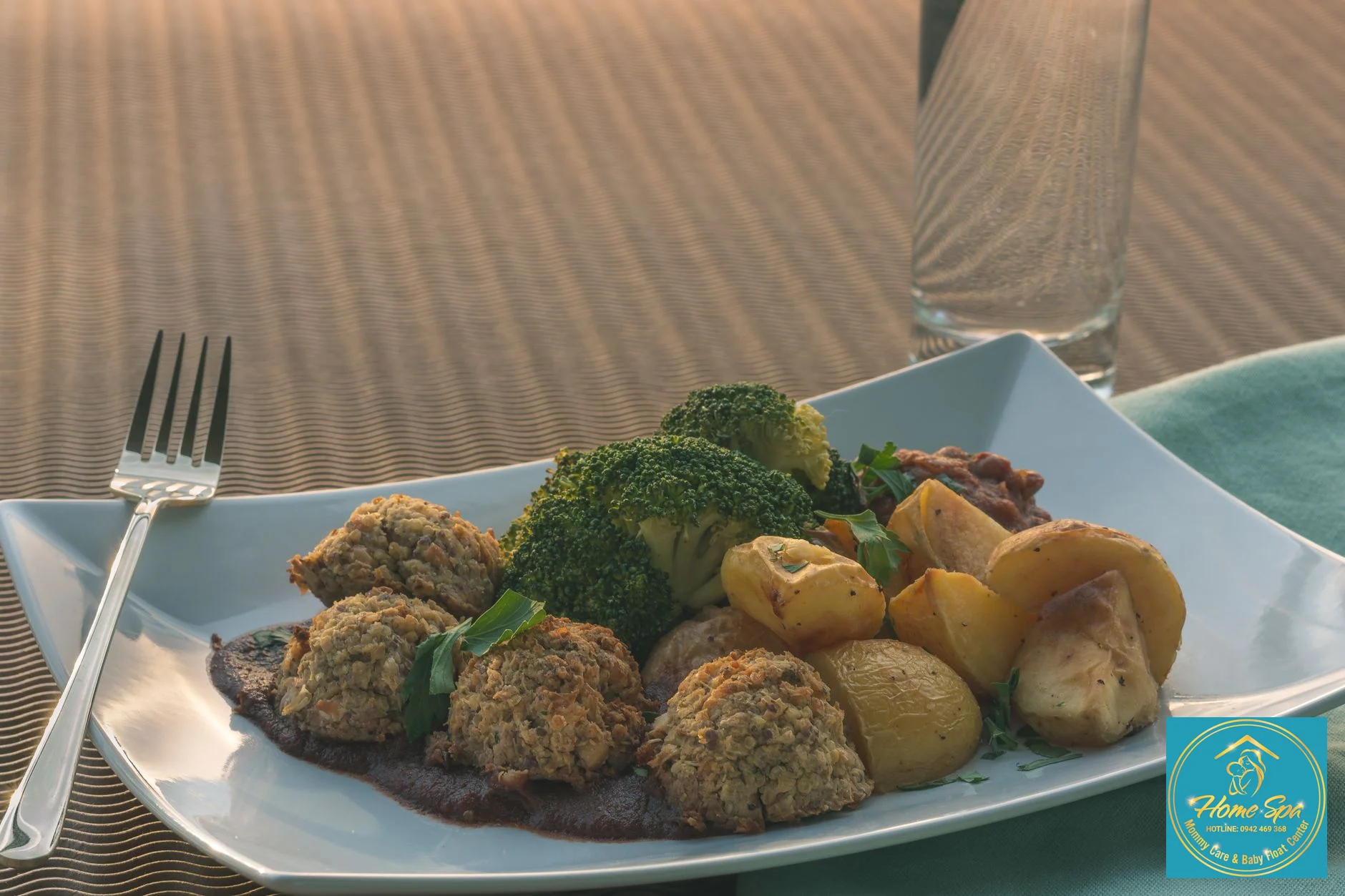 professional photo of a new mother enjoying a healthy, nutritious meal, featuring colorful vegetables, lean protein, and whole grains, 1024x1024