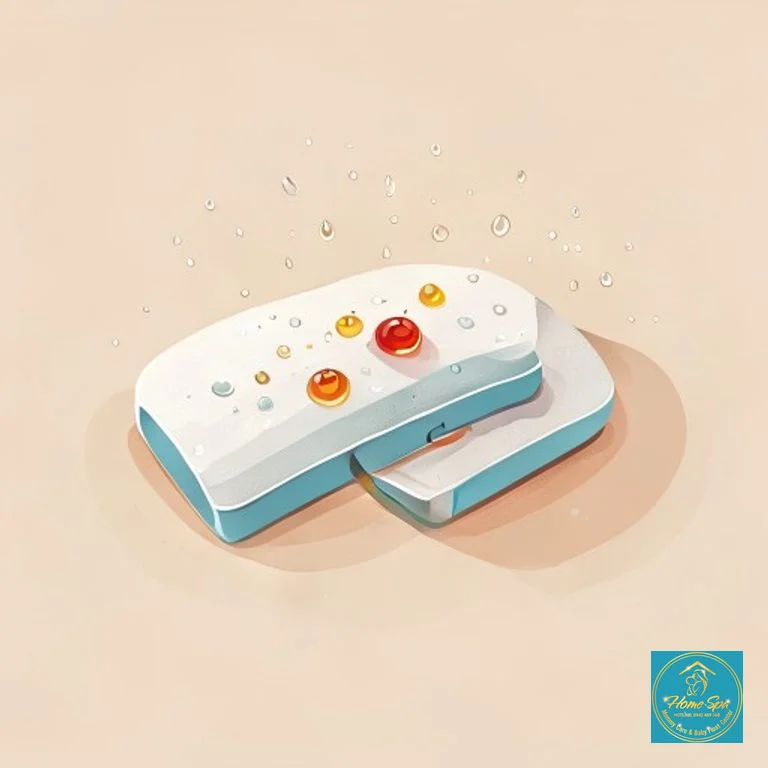 minimalist vector illustration showing hot and cold compresses on a breast, with small droplets representing essential oils, clear and informative, 1024x1024