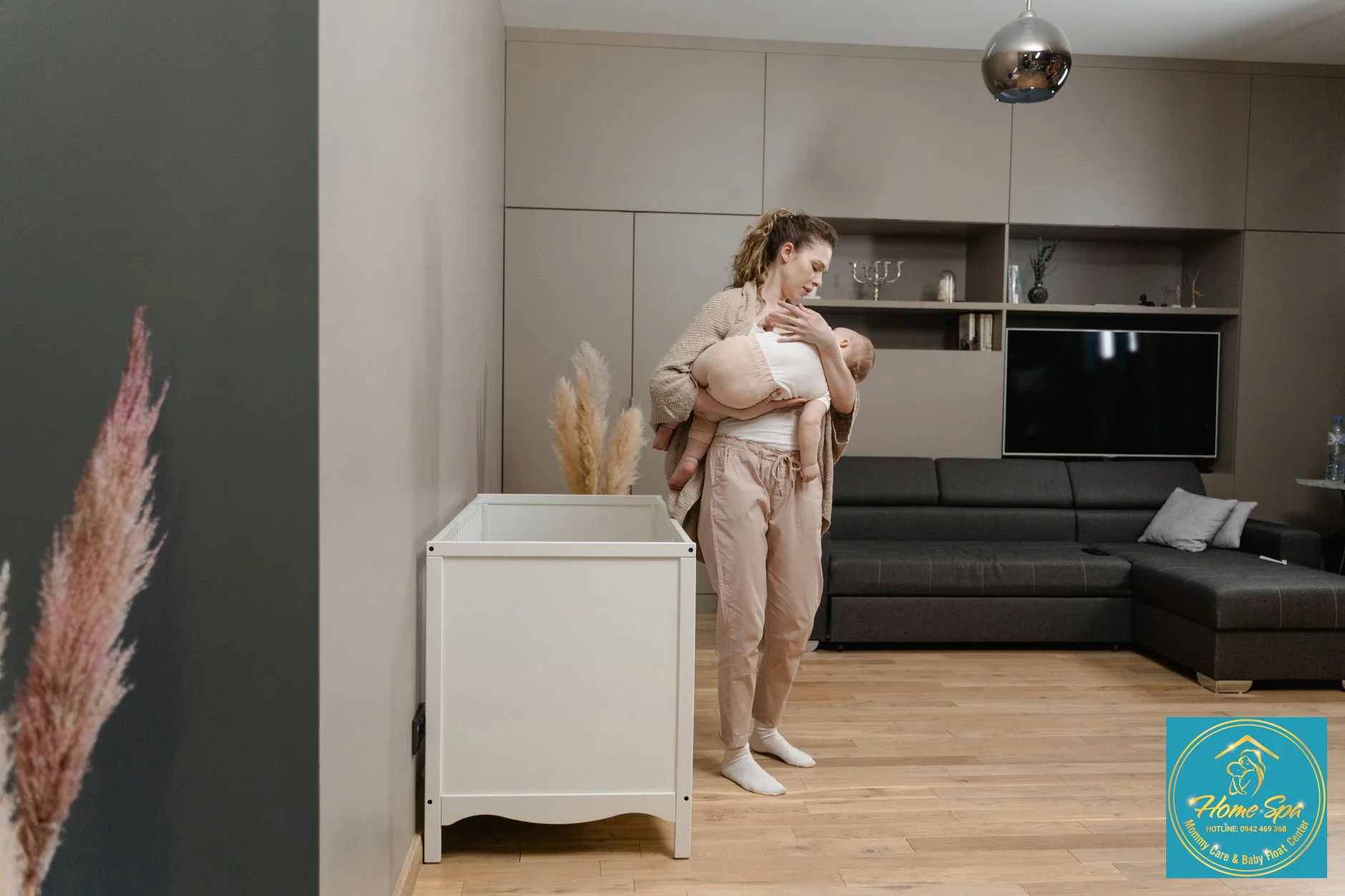 professional photo of a mother gently applying warm compresses to her breast, in a natural home setting, soft lighting, 1024x1024
