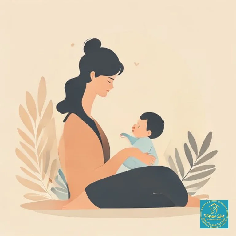 minimalist vector illustration of a mother breastfeeding her baby with a focus on comfortable positioning, soft colors, 1024x1024