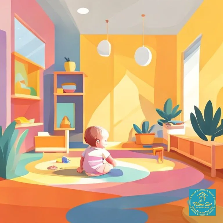 ai: minimalist vector illustration of a baby learning environment