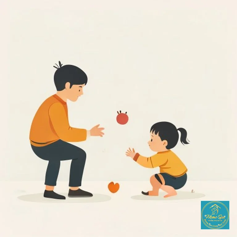 ai: minimalist vector illustration of a baby playing peek-a-boo with a parent