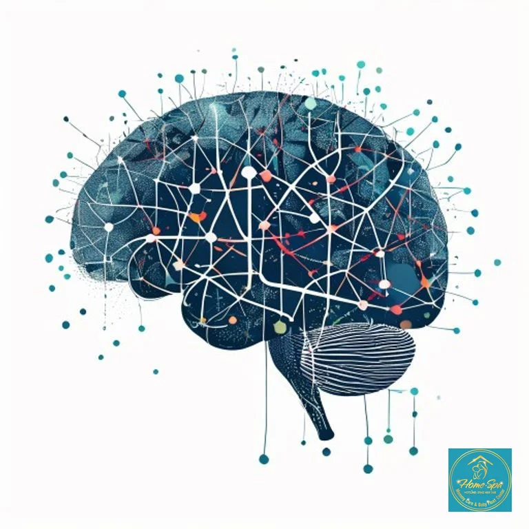 ai: minimalist vector illustration of a brain with interconnected neurons